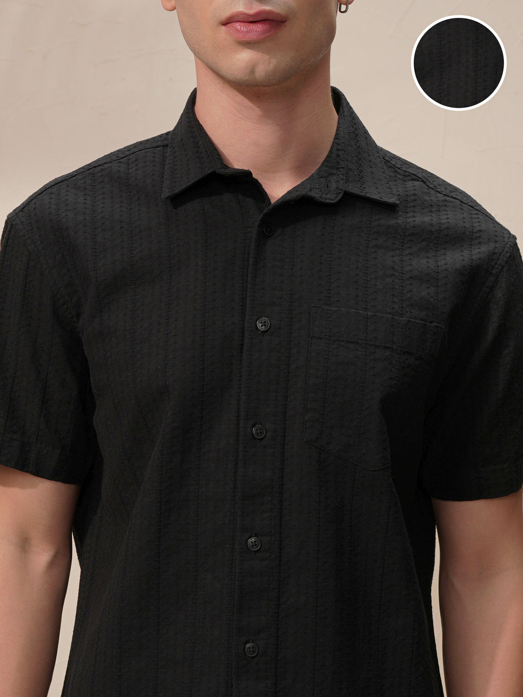 Highlander Men Black Striped Relaxed Fit Casual Shirt - Black - Image 5