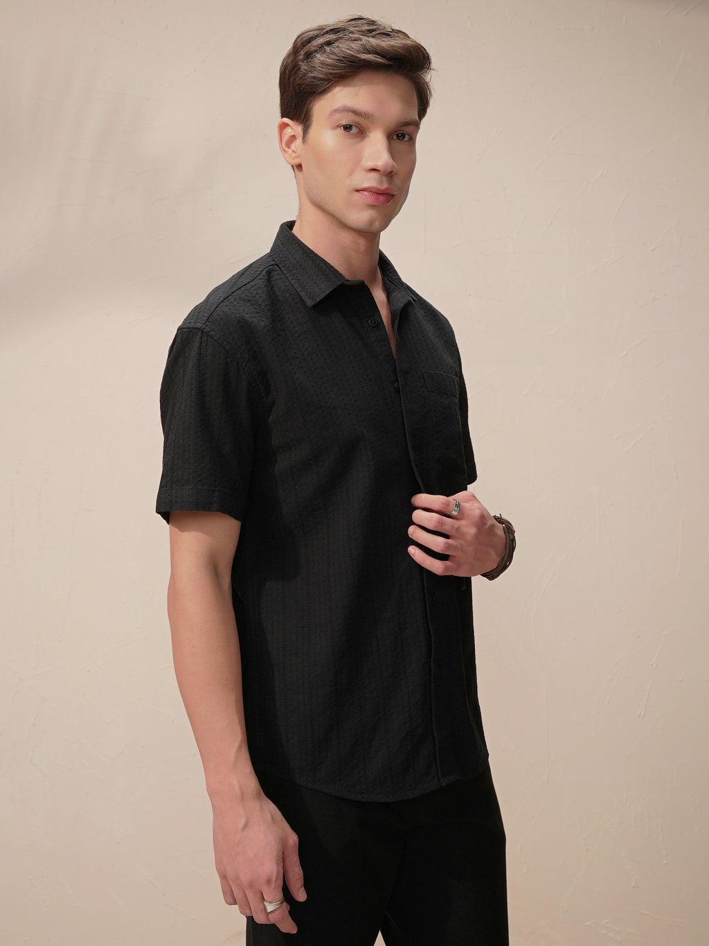 Highlander Men Black Striped Relaxed Fit Casual Shirt - Black - Image 6