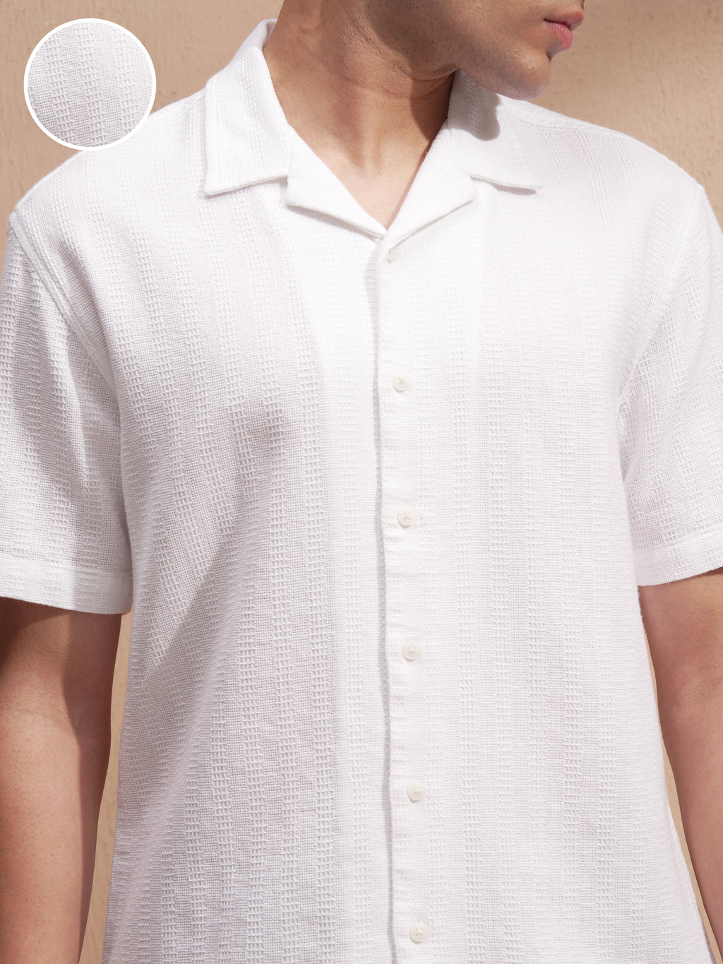 Highlander Men White Self Design Relaxed Fit Casual Shirt - White - Image 5