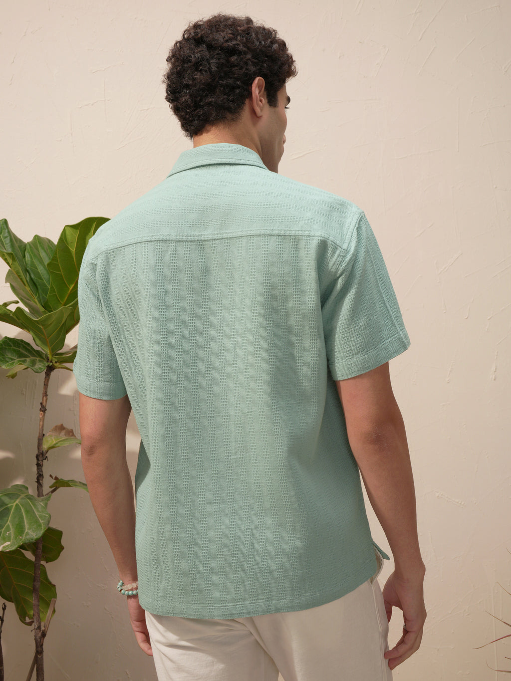 Highlander Men Blue Self Design Relaxed Fit Casual Shirt - Blue - Image 3