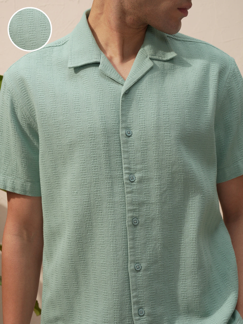 Highlander Men Blue Self Design Relaxed Fit Casual Shirt - Blue - Image 5
