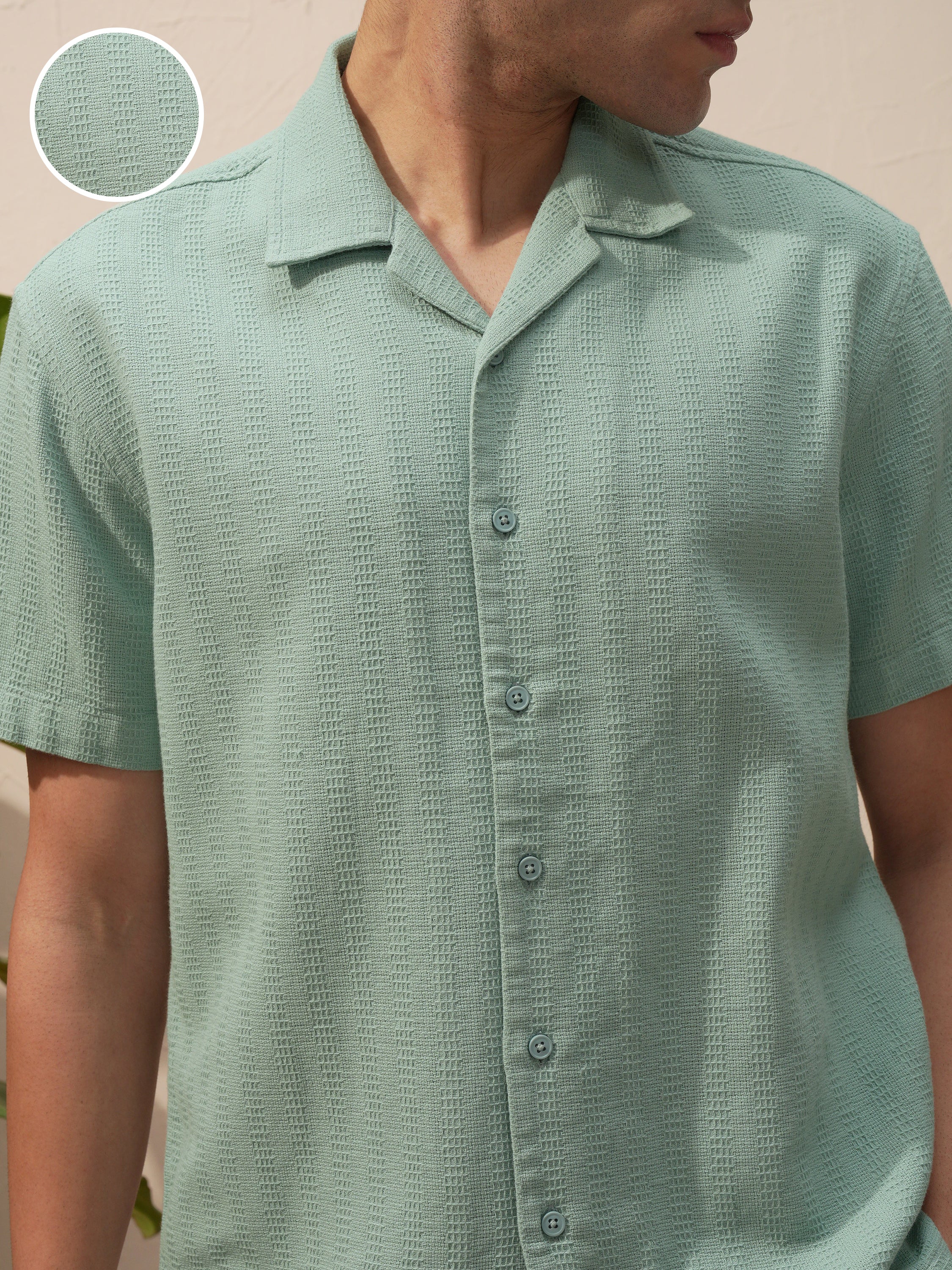 Highlander Men Blue Self Design Relaxed Fit Casual Shirt - Blue - Image 5