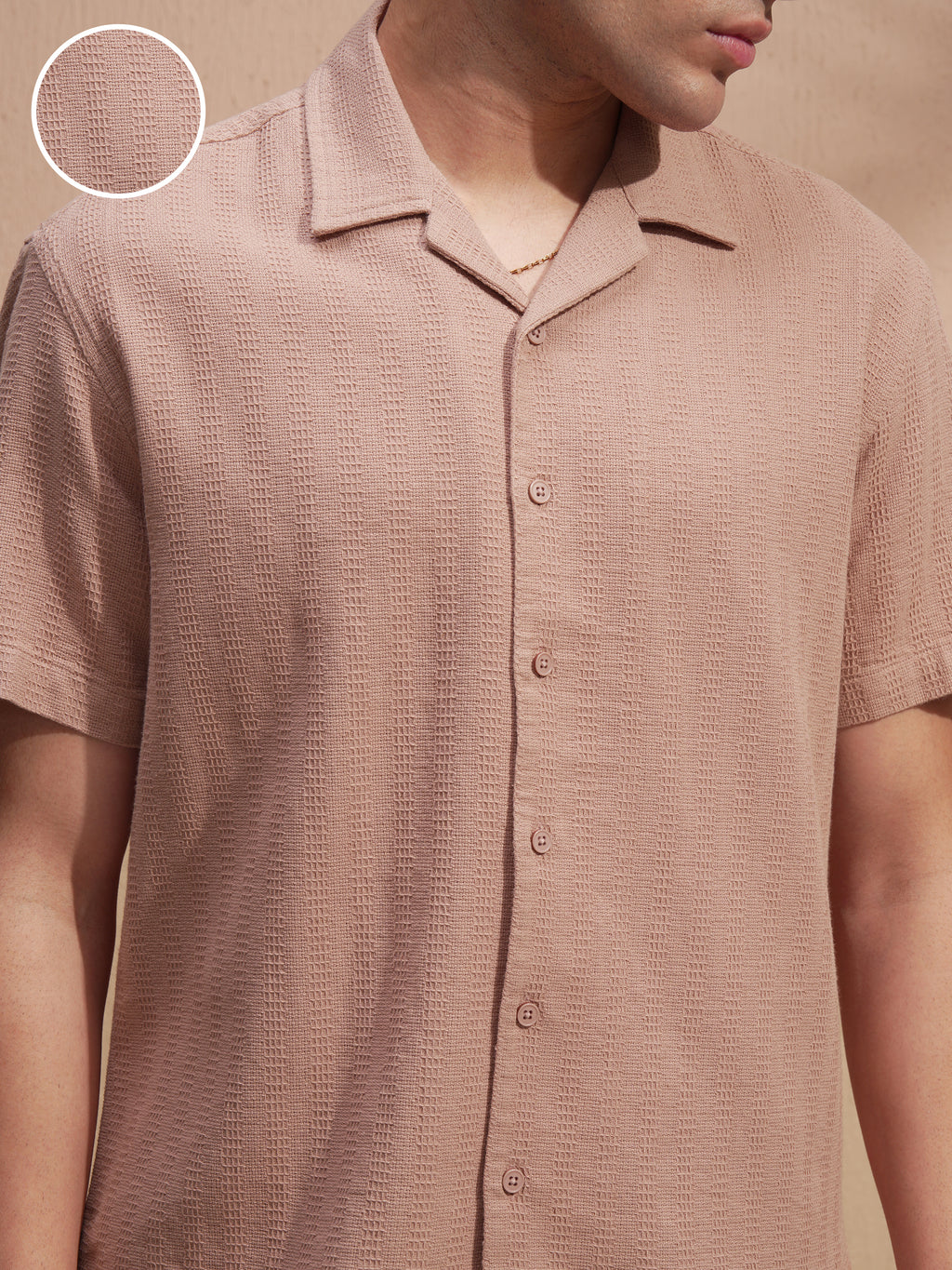 Highlander Men Copper Self Design Relaxed Fit Casual Shirt - Copper - Image 5