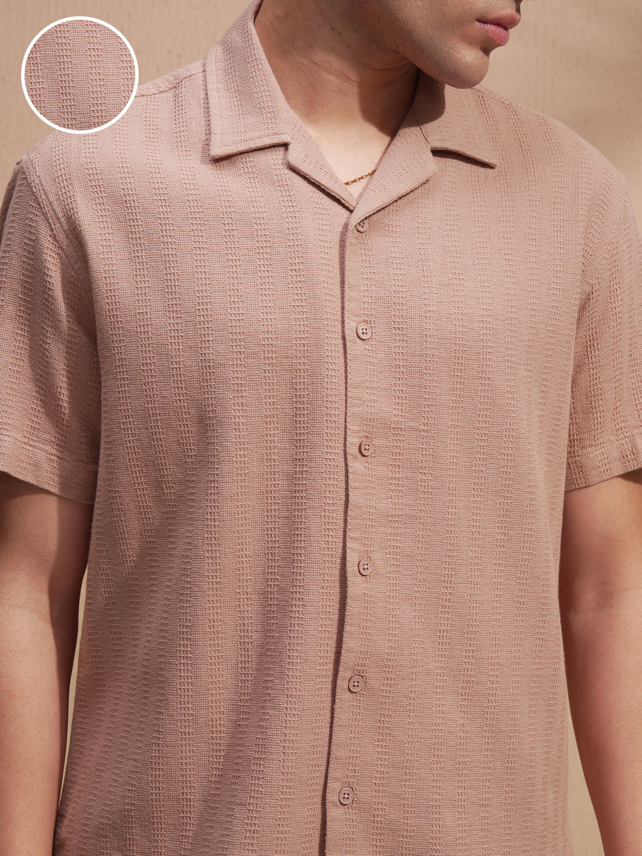 Highlander Men Copper Self Design Relaxed Fit Casual Shirt - Copper - Image 5