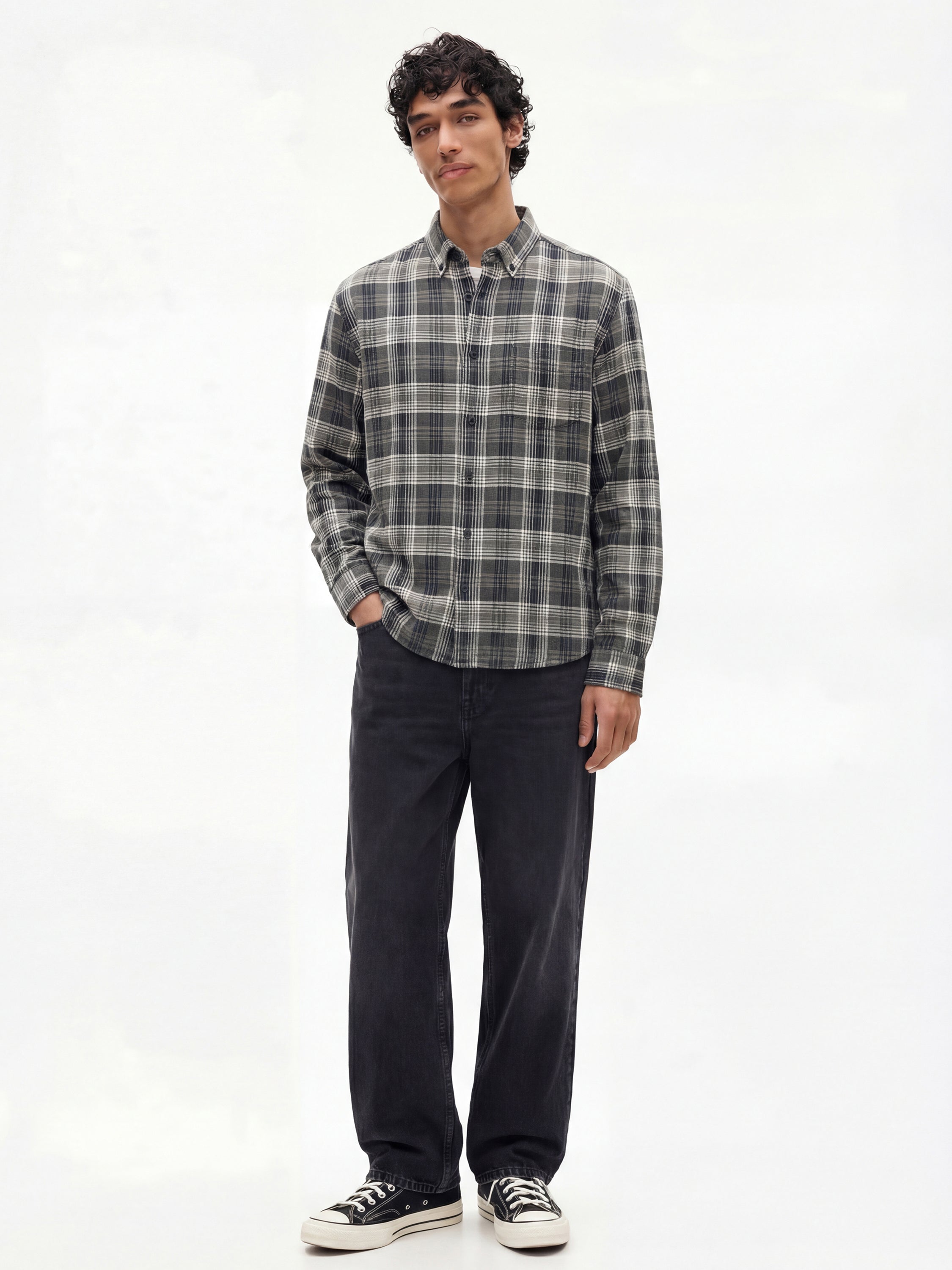 Highlander Men Grey Checked Relaxed Fit Casual Shirt - Grey - Image 2