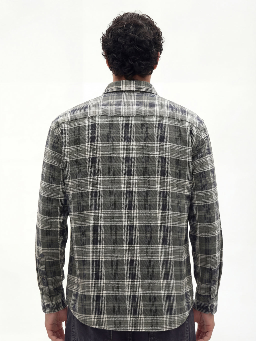 Highlander Men Grey Checked Relaxed Fit Casual Shirt - Grey - Image 3