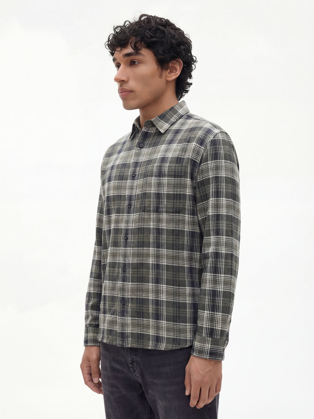Highlander Men Grey Checked Relaxed Fit Casual Shirt - Grey - Image 4