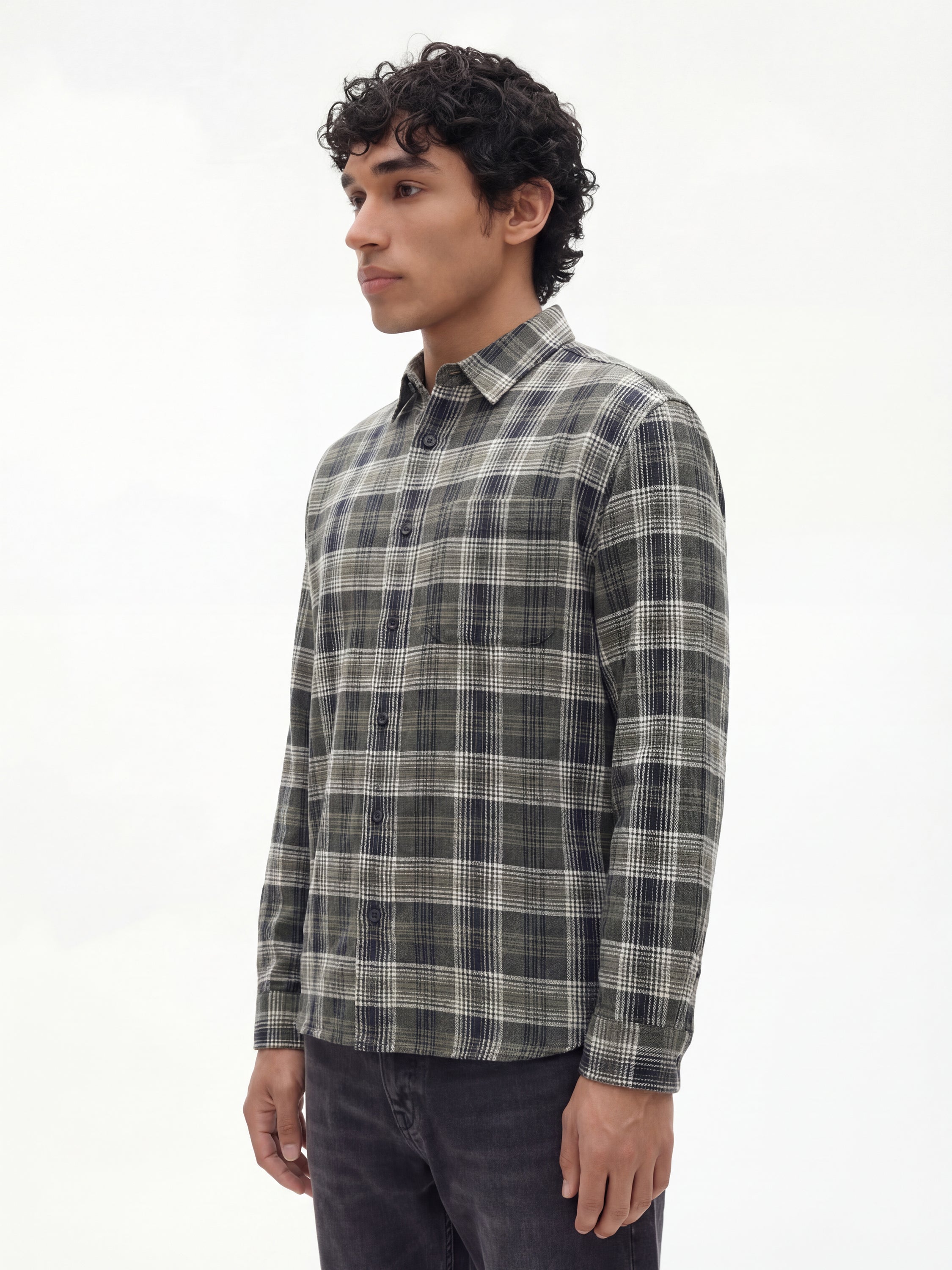 Highlander Men Grey Checked Relaxed Fit Casual Shirt - Grey - Image 4