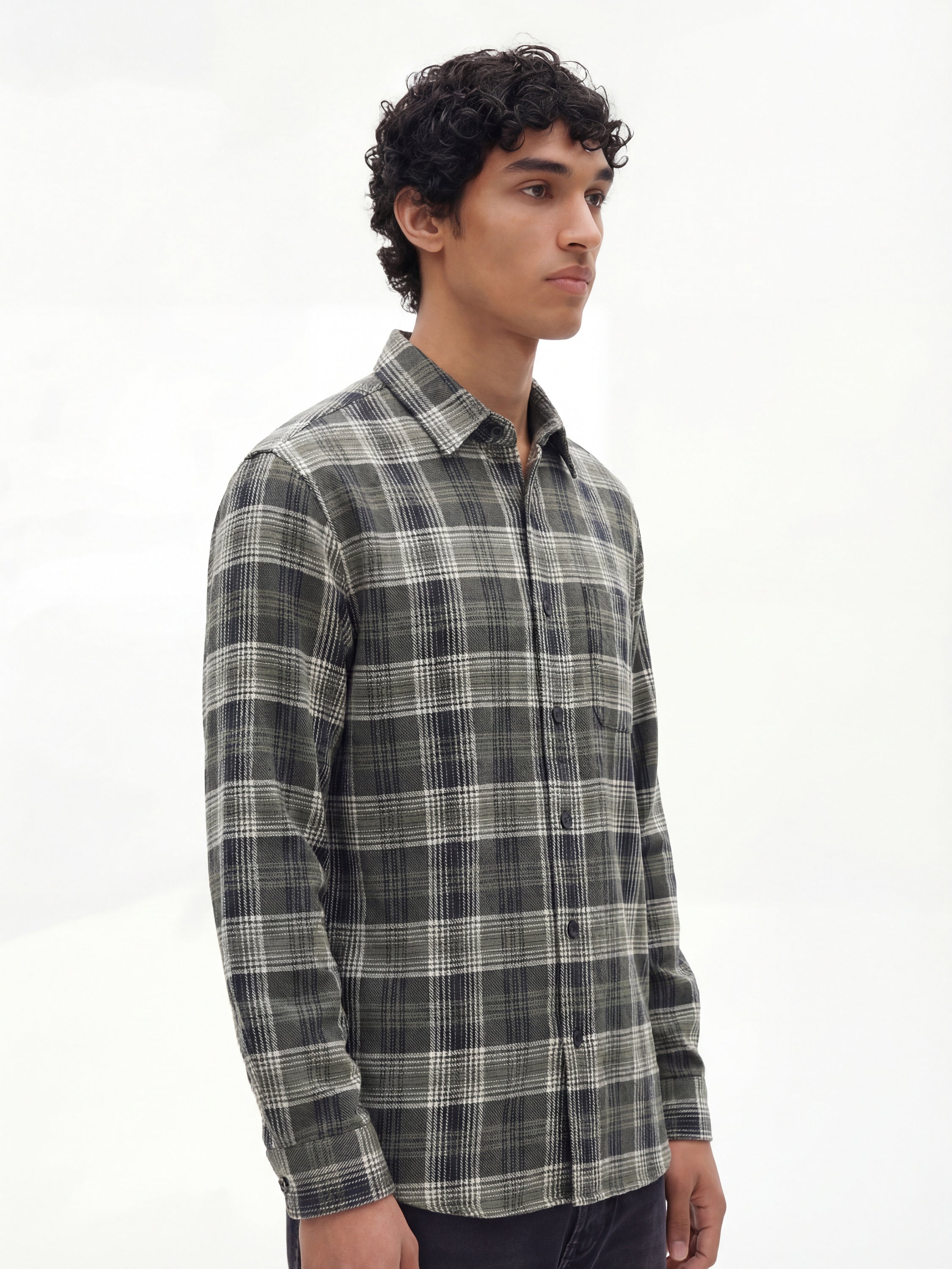 Highlander Men Grey Checked Relaxed Fit Casual Shirt - Grey - Image 5