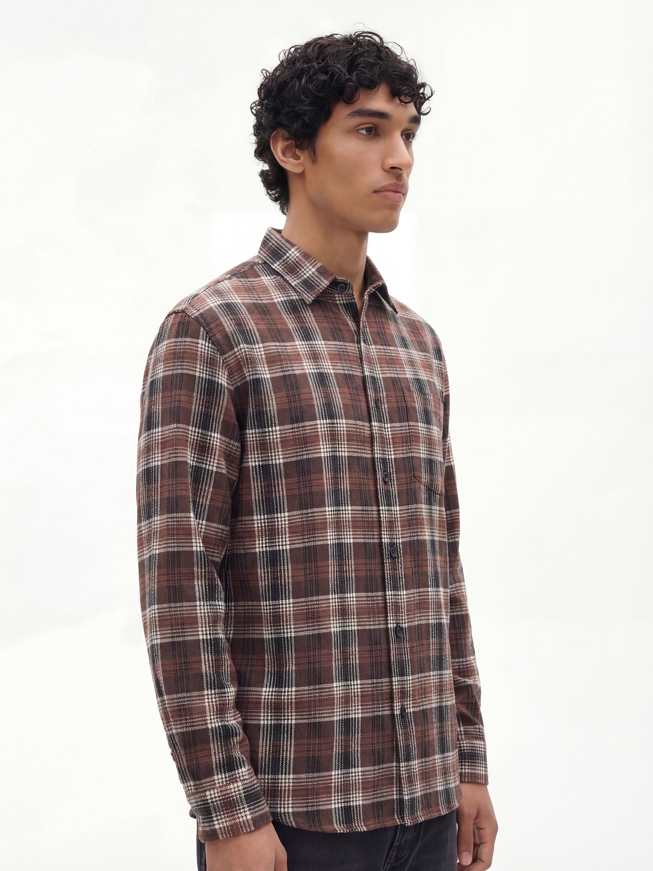 Highlander Men Maroon Checked Relaxed Fit Casual Shirt - Maroon - Image 4