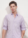 Highlander Men Lavender Self Design Slim Fit Casual Shirt - Lavender - Image 1