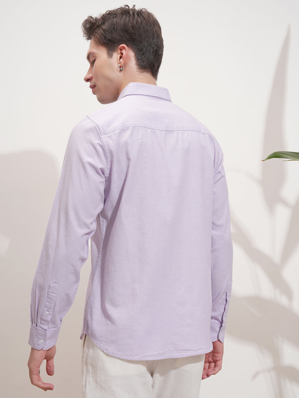 Highlander Men Lavender Self Design Slim Fit Casual Shirt - Lavender - Image 3