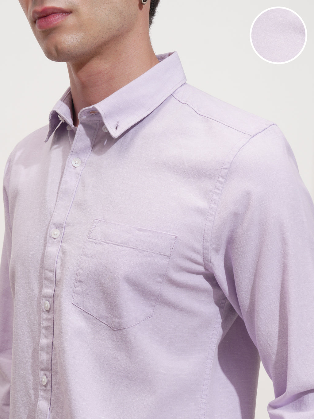 Highlander Men Lavender Self Design Slim Fit Casual Shirt - Lavender - Image 5