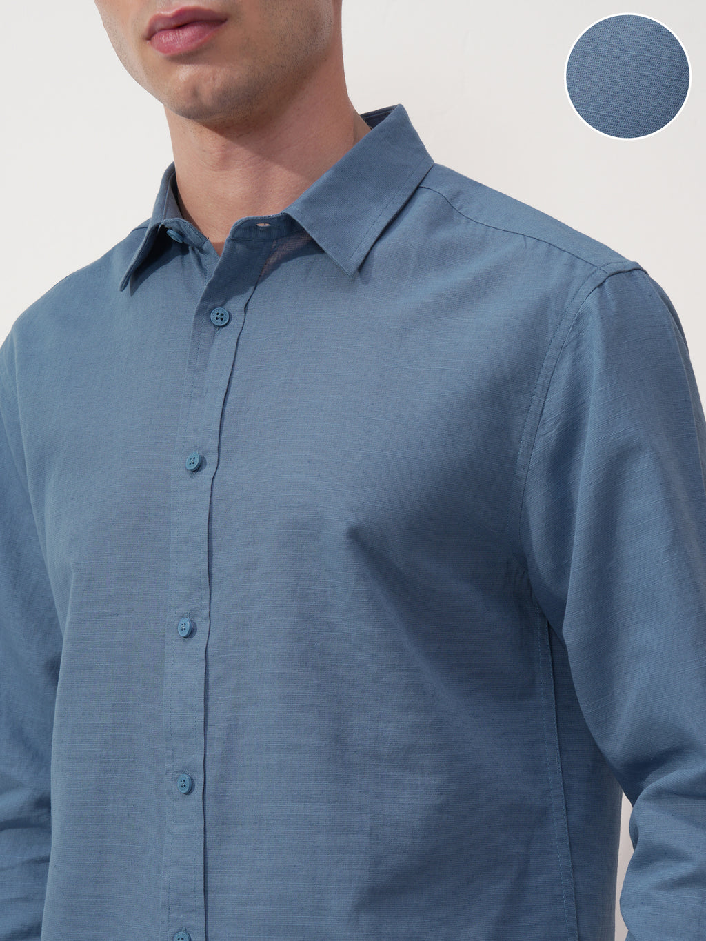 Highlander Men Blue Solid Relaxed Fit Casual Shirt - Blue - Image 5