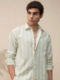Highlander Men Green Striped Relaxed Fit Casual Shirt - Green - Image 1