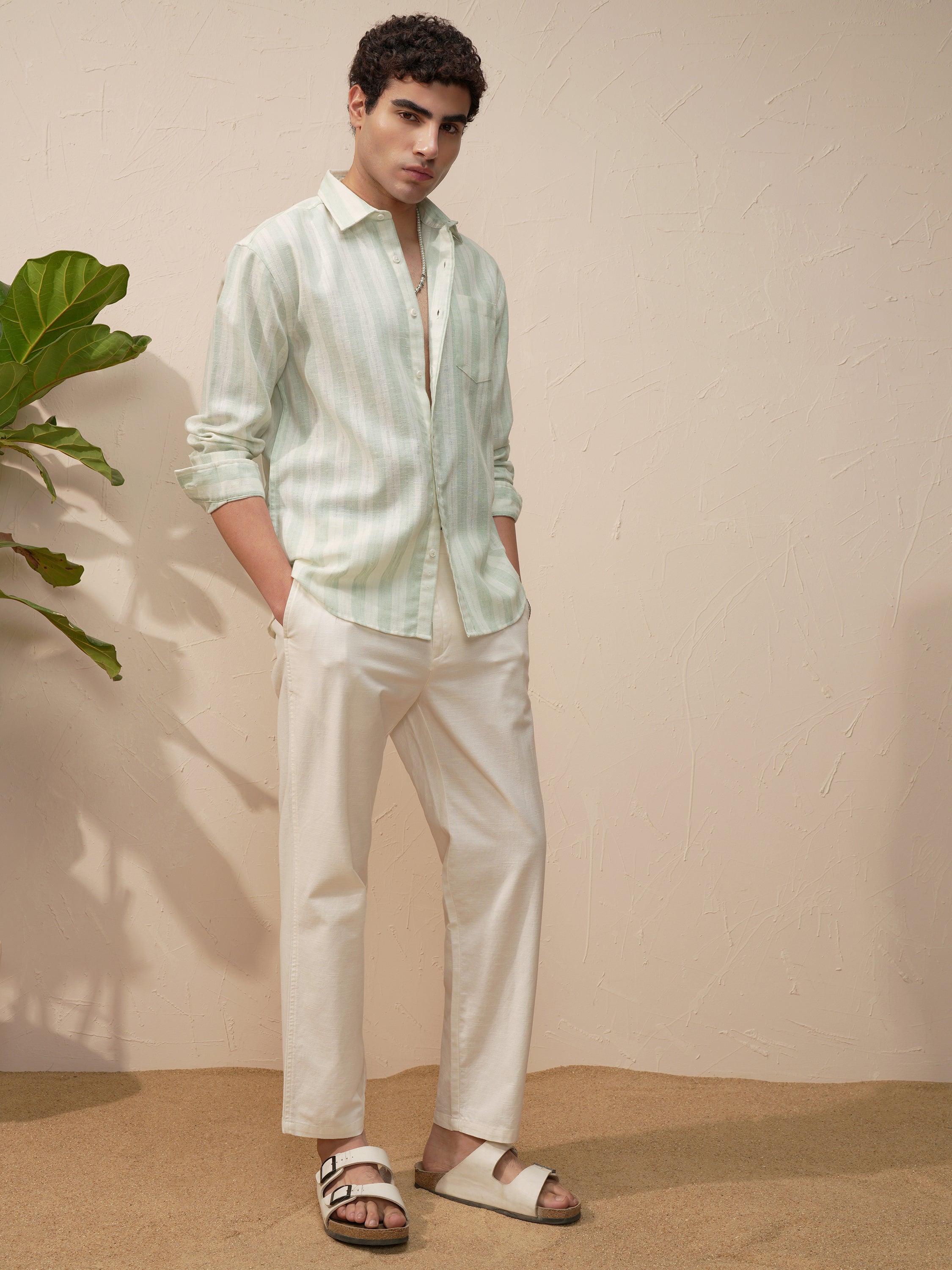 Highlander Men Green Striped Relaxed Fit Casual Shirt - Green - Image 2