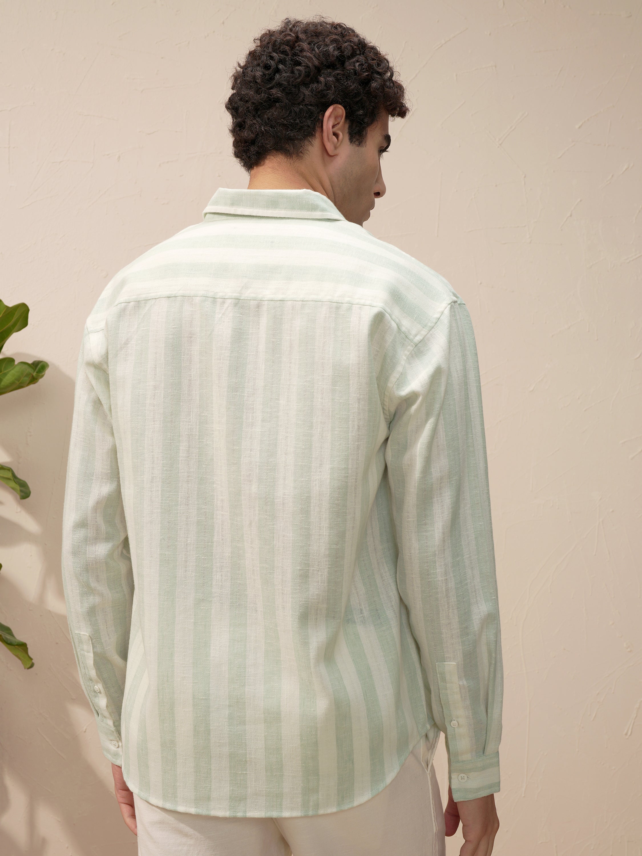 Highlander Men Green Striped Relaxed Fit Casual Shirt - Green - Image 3