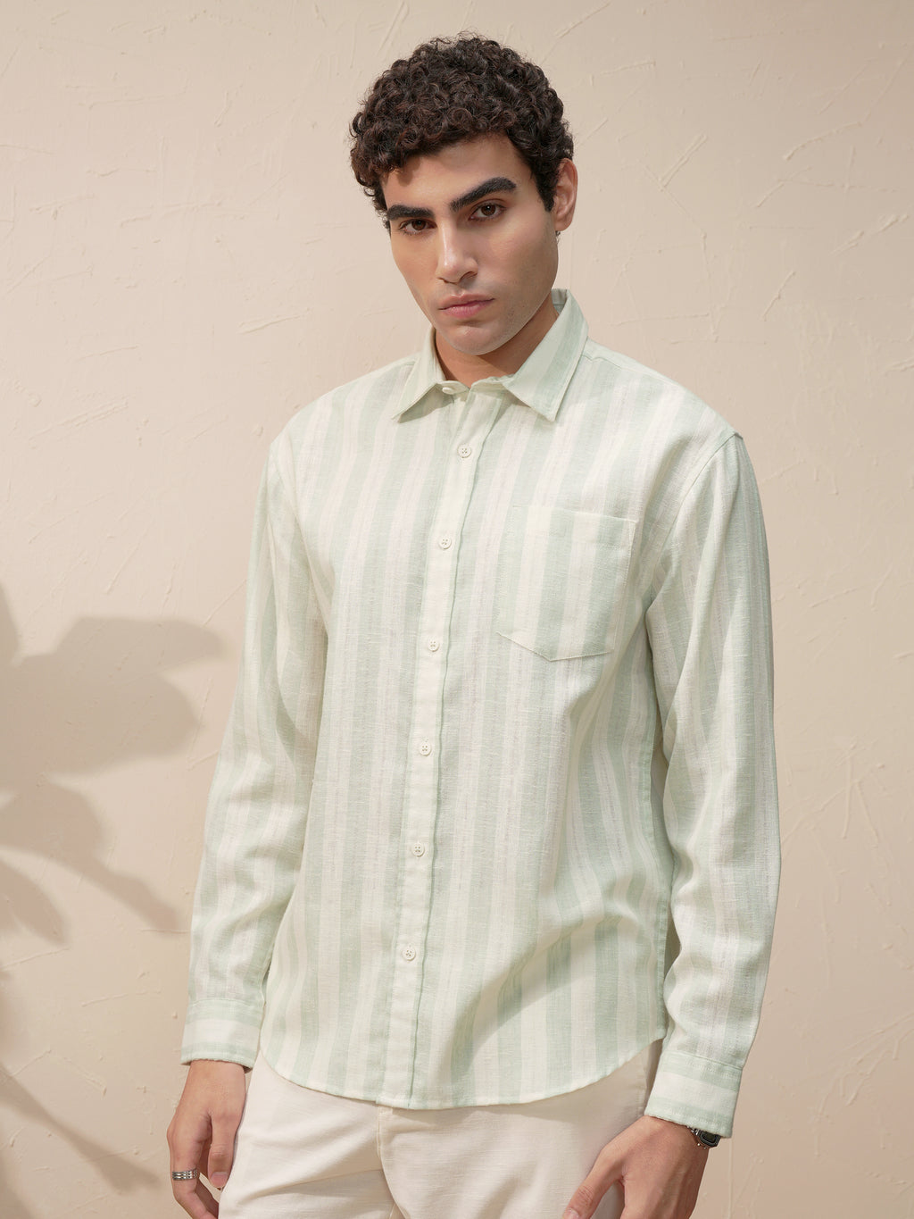 Highlander Men Green Striped Relaxed Fit Casual Shirt - Green - Image 4