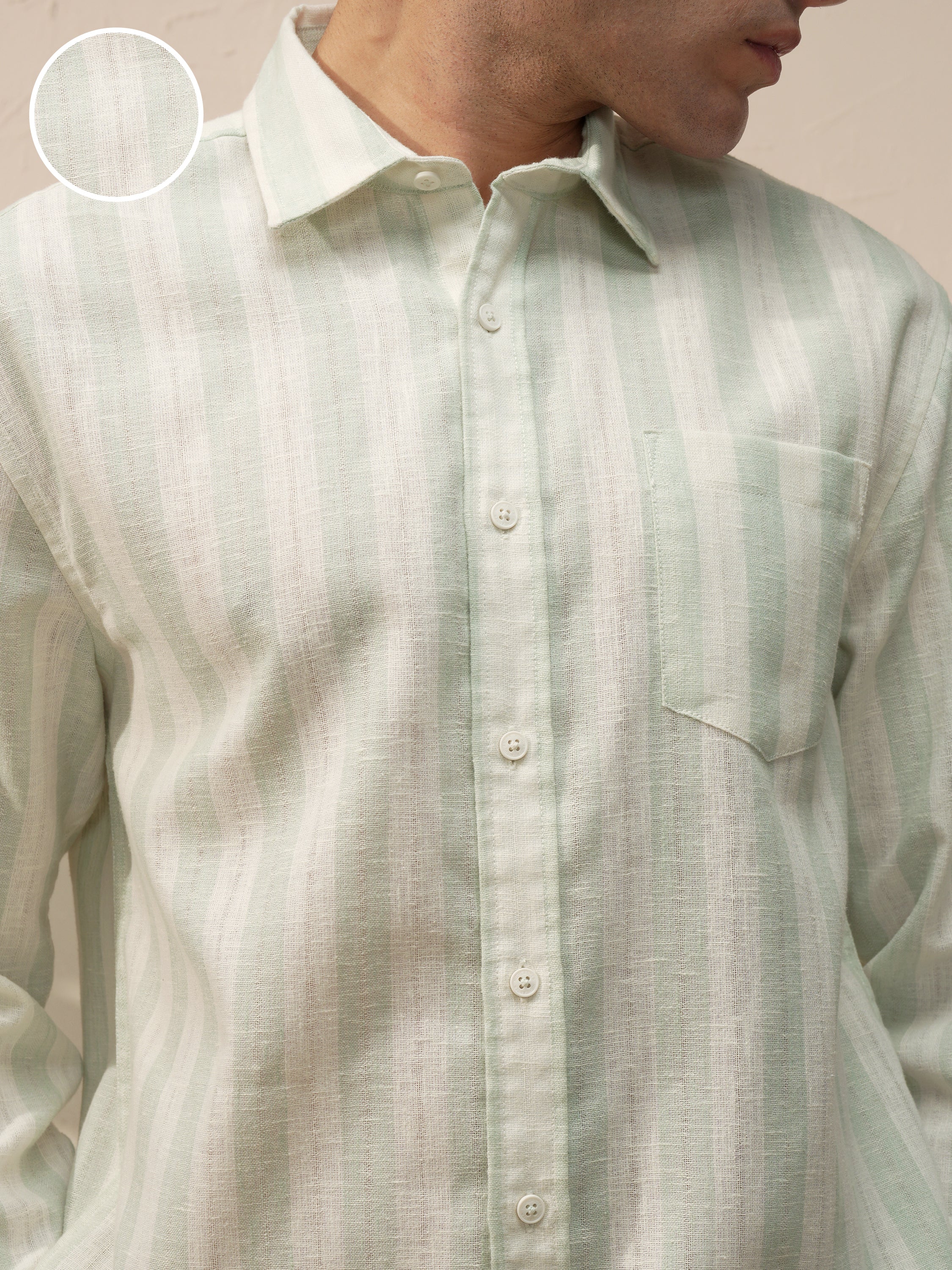 Highlander Men Green Striped Relaxed Fit Casual Shirt - Green - Image 5