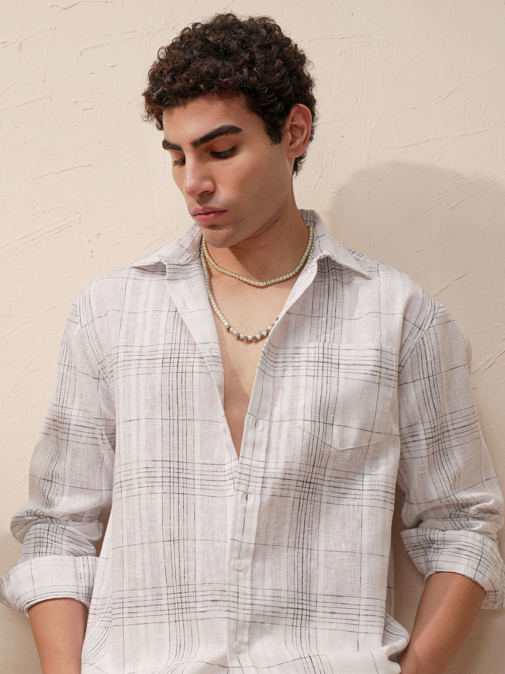 Highlander Men White Checked Relaxed Fit Casual Shirt - White - Image 1