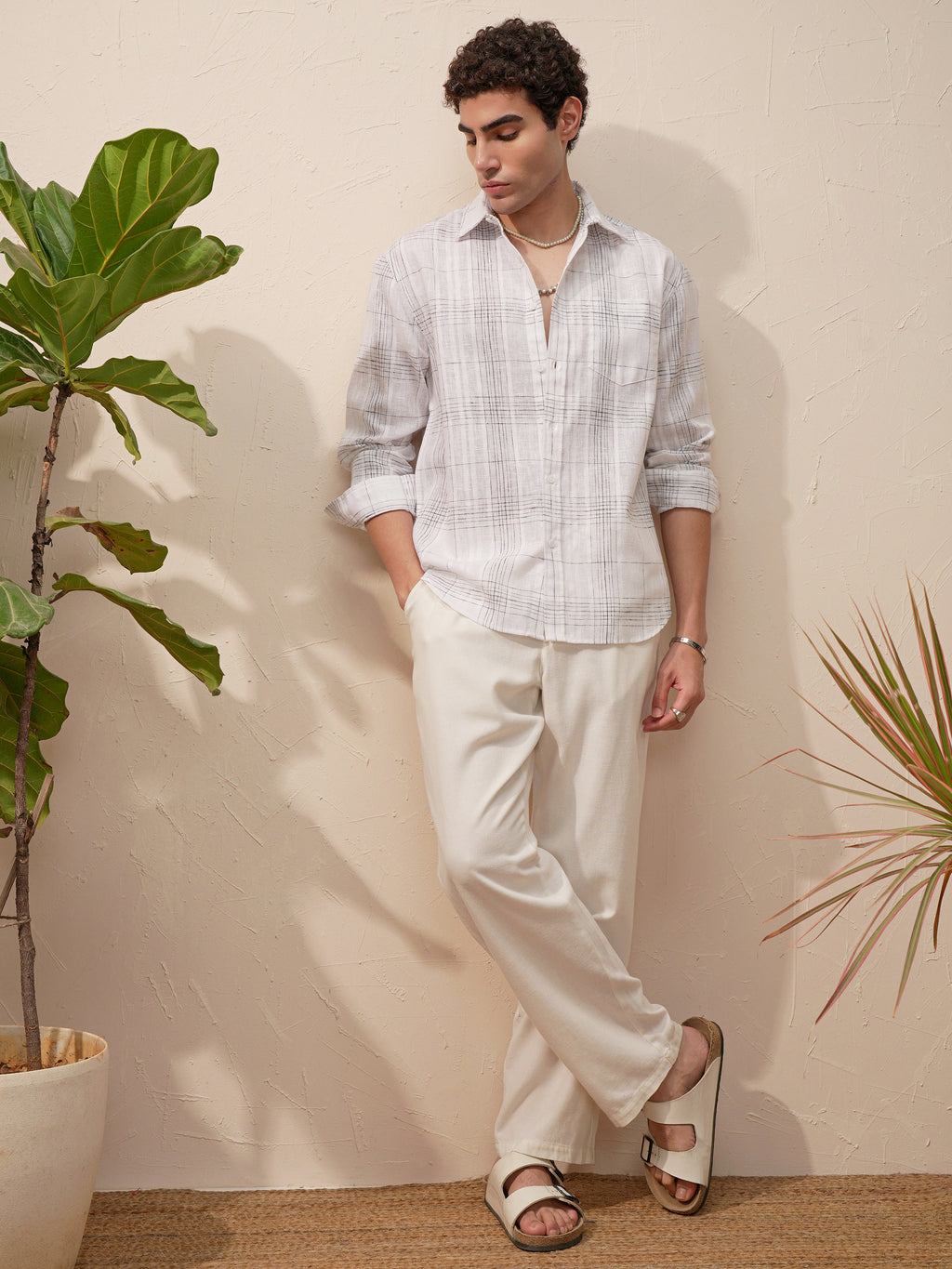 Highlander Men White Checked Relaxed Fit Casual Shirt - White - Image 2