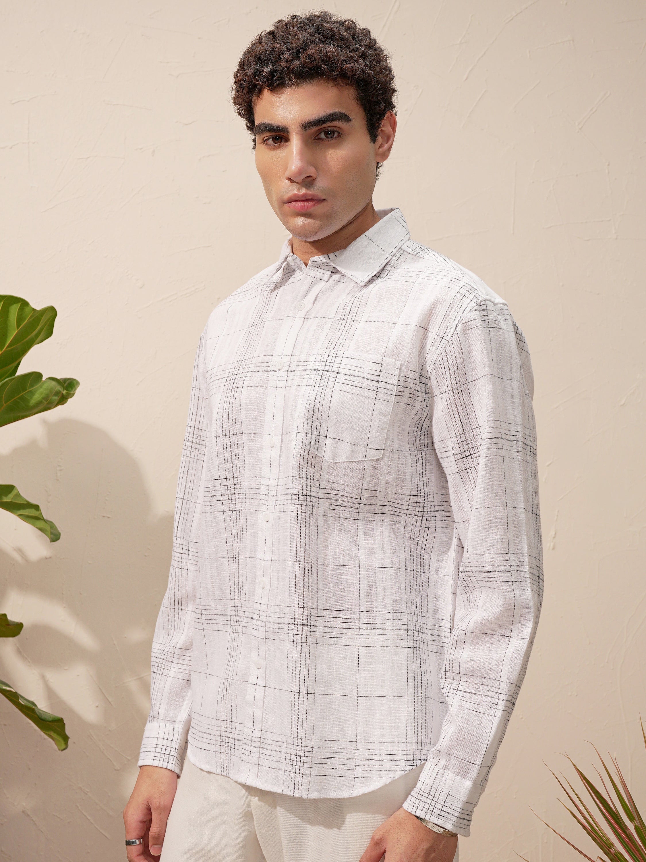 Highlander Men White Checked Relaxed Fit Casual Shirt - White - Image 4