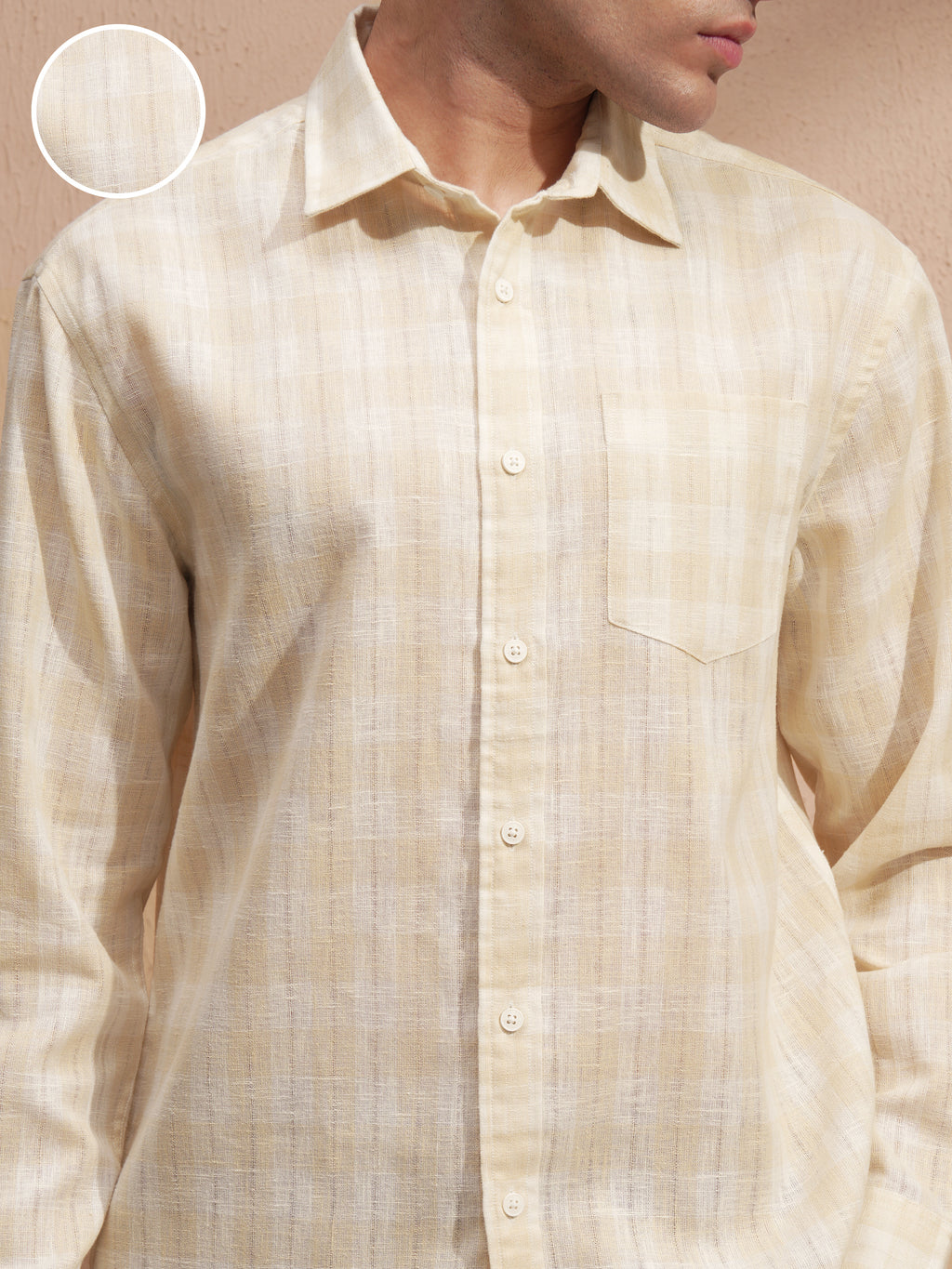 Highlander Men Yellow Self Design Relaxed Fit Casual Shirt - Yellow - Image 5