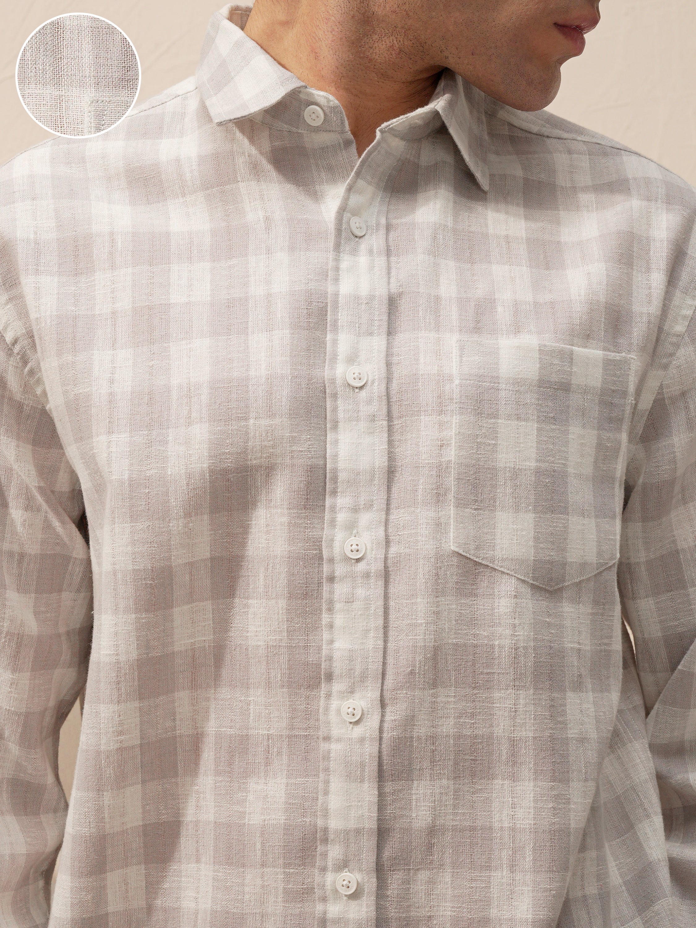 Highlander Men Grey Checked Relaxed Fit Casual Shirt - Grey - Image 5