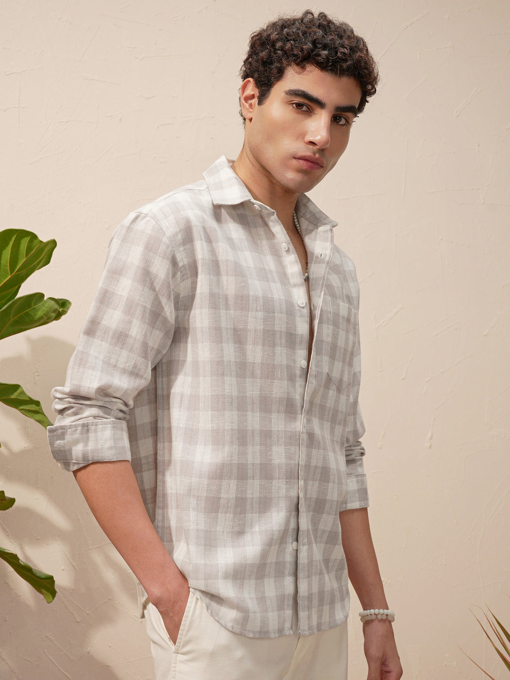 Highlander Men Grey Checked Relaxed Fit Casual Shirt - Grey - Image 6