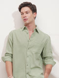 Highlander Men Green Self Design Relaxed Fit Casual Shirt - Green - Image 1