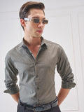 Highlander Men Olive Self Design Slim Fit Casual Shirt - Olive - Image 1