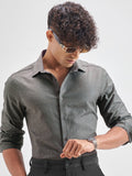 Highlander Men Grey Self Design Slim Fit Casual Shirt - Grey - Image 1