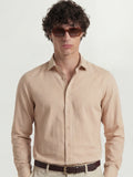 Highlander Men Peach Solid Slim Fit Casual Shirt - Peach - Image 1