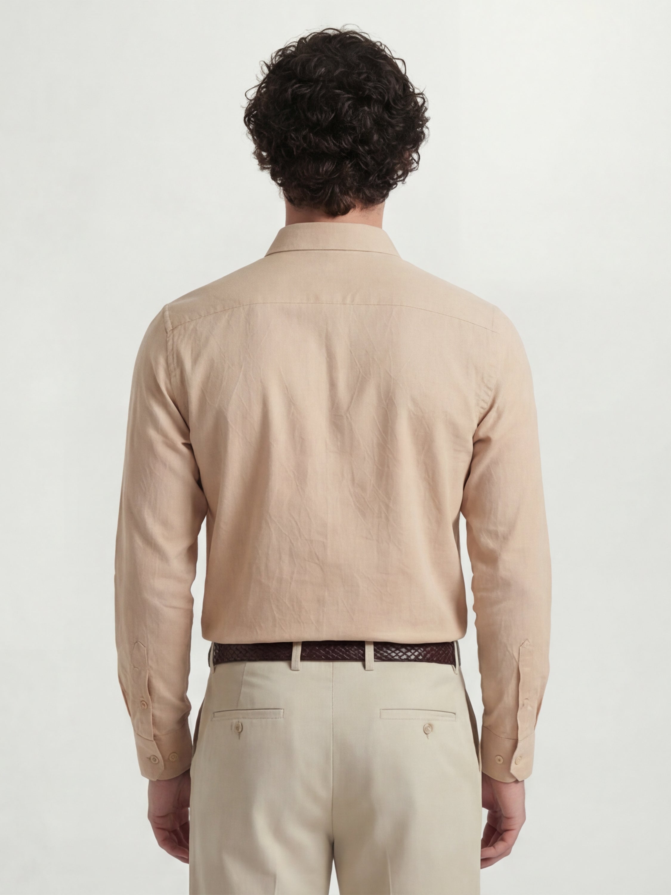 Highlander Men Peach Solid Slim Fit Casual Shirt - Peach - Image 3