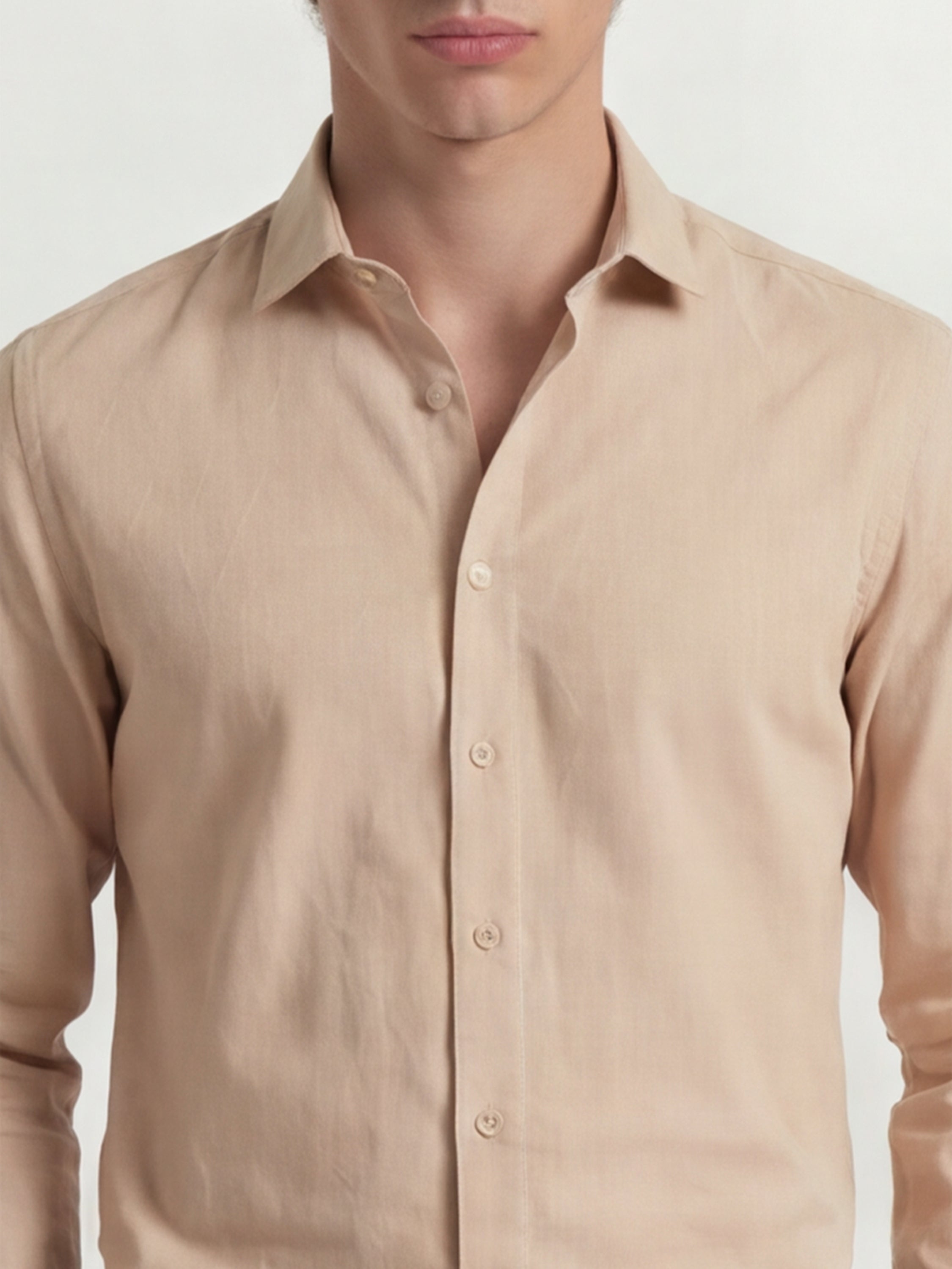 Highlander Men Peach Solid Slim Fit Casual Shirt - Peach - Image 5