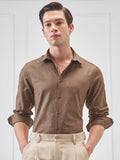 Highlander Men Brown Self Design Slim Fit Casual Shirt - Brown - Image 1