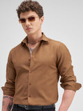 Highlander Men Rust Solid Slim Fit Casual Shirt - Rust - Image 1