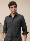 Highlander Men Olive Self Design Slim Fit Casual Shirt - Olive - Image 1
