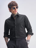 Highlander Men Black Self Design Slim Fit Casual Shirt - Black - Image 1