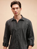 Highlander Men Black Striped Relaxed Fit Casual Shirt - Black - Image 1