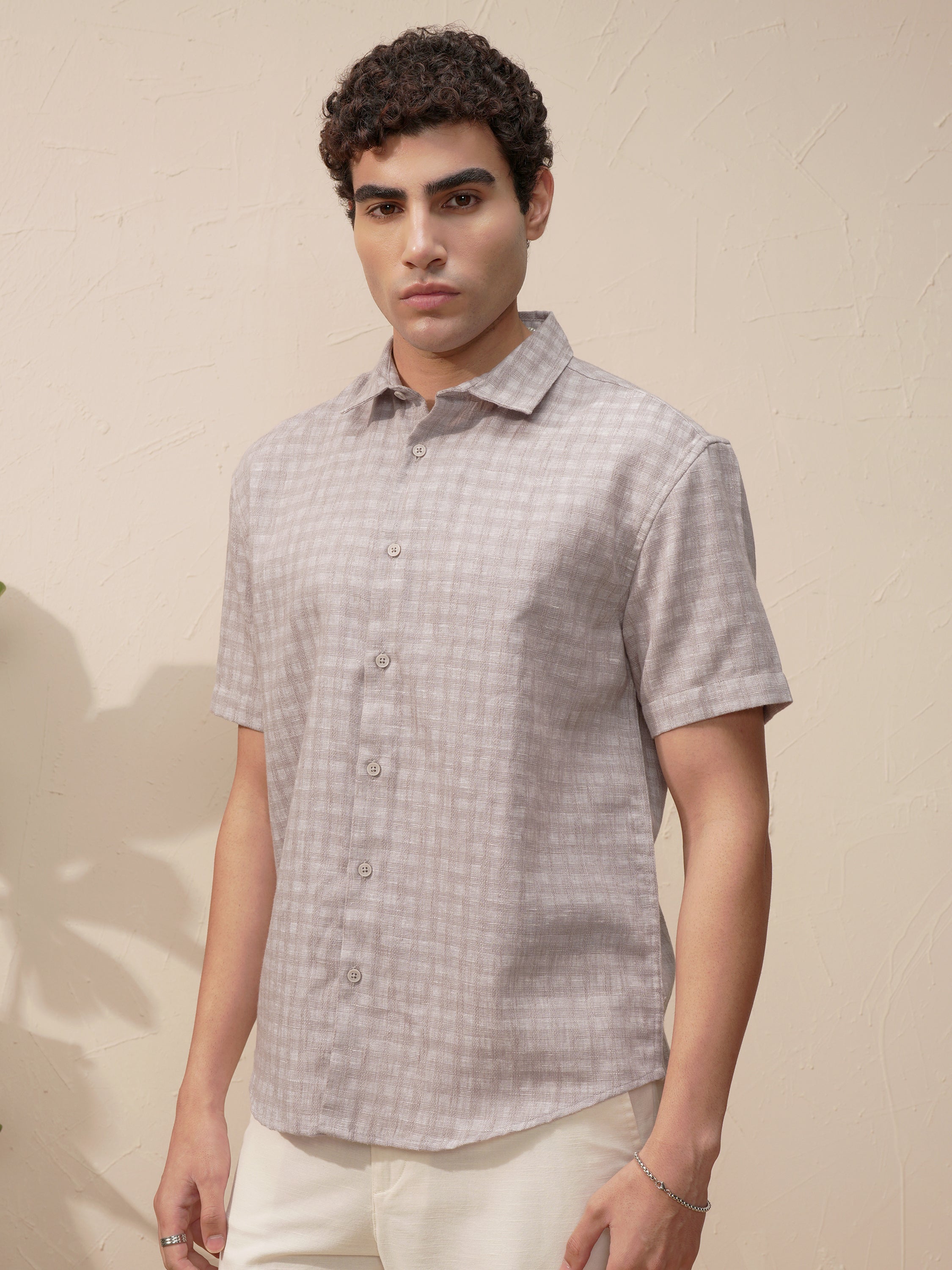 Highlander Men Lavender Checked Relaxed Fit Casual Shirt - Lavender - Image 4
