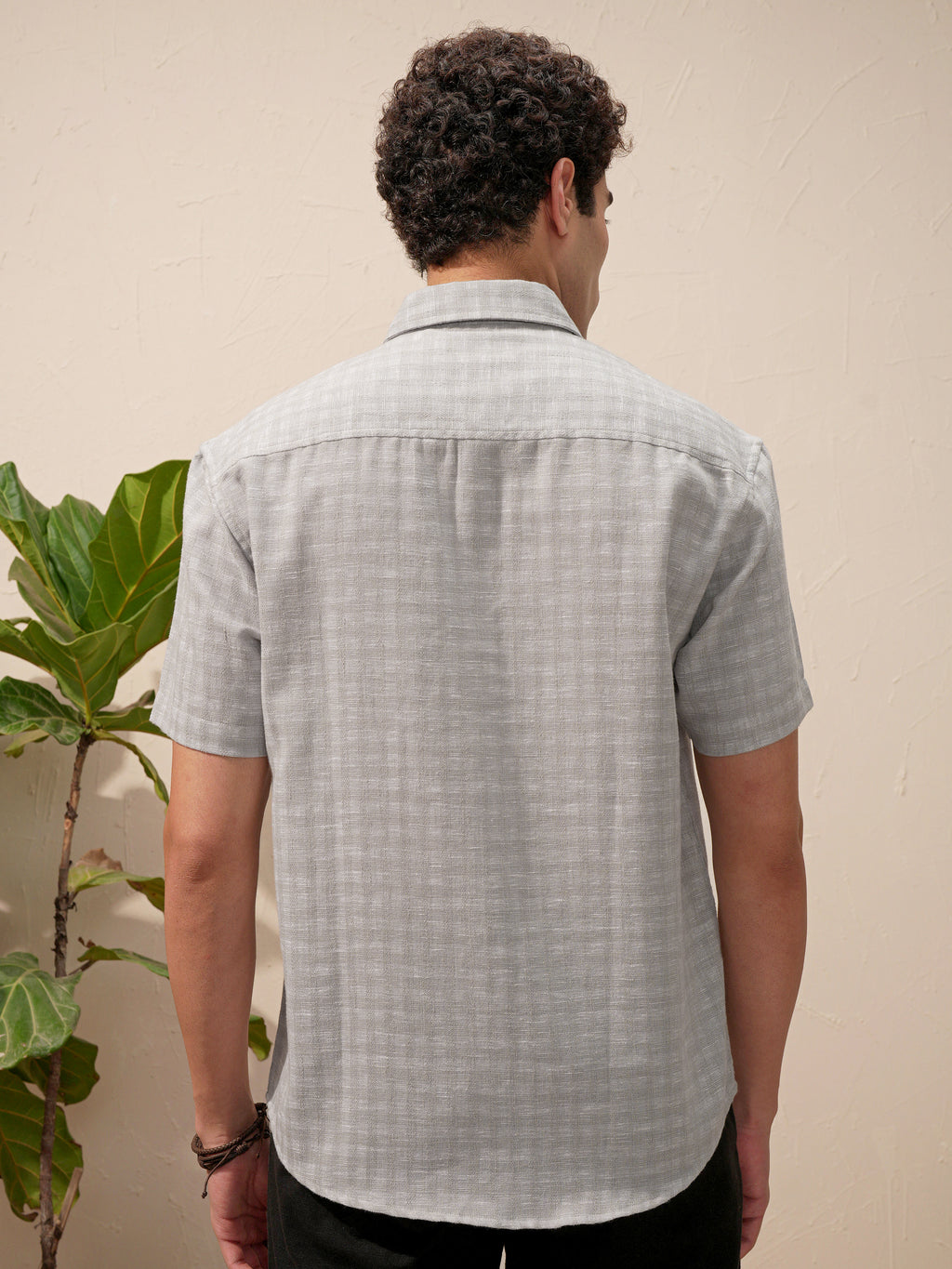Highlander Men Grey Checked Relaxed Fit Casual Shirt - Grey - Image 3