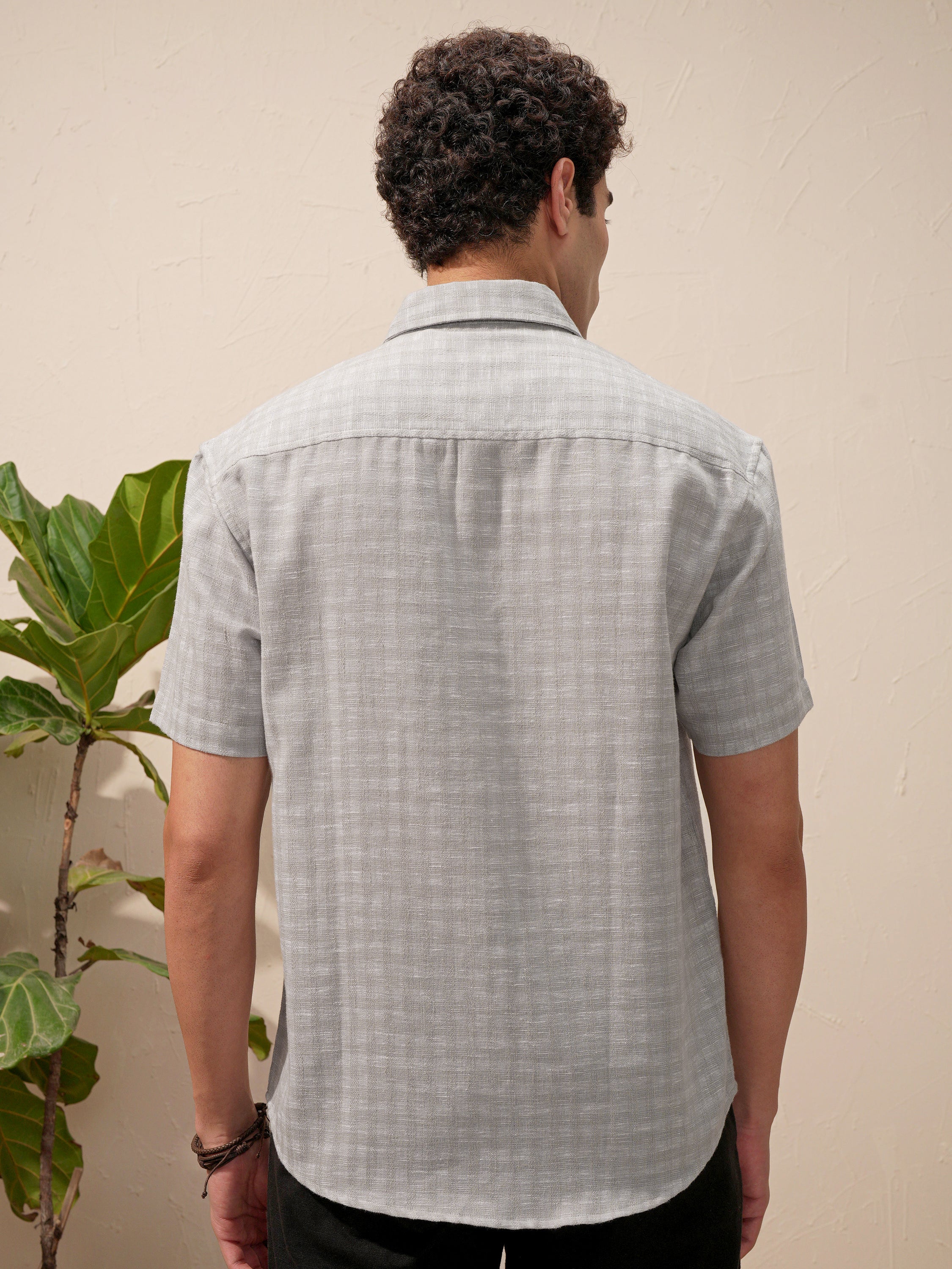 Highlander Men Grey Checked Relaxed Fit Casual Shirt - Grey - Image 3