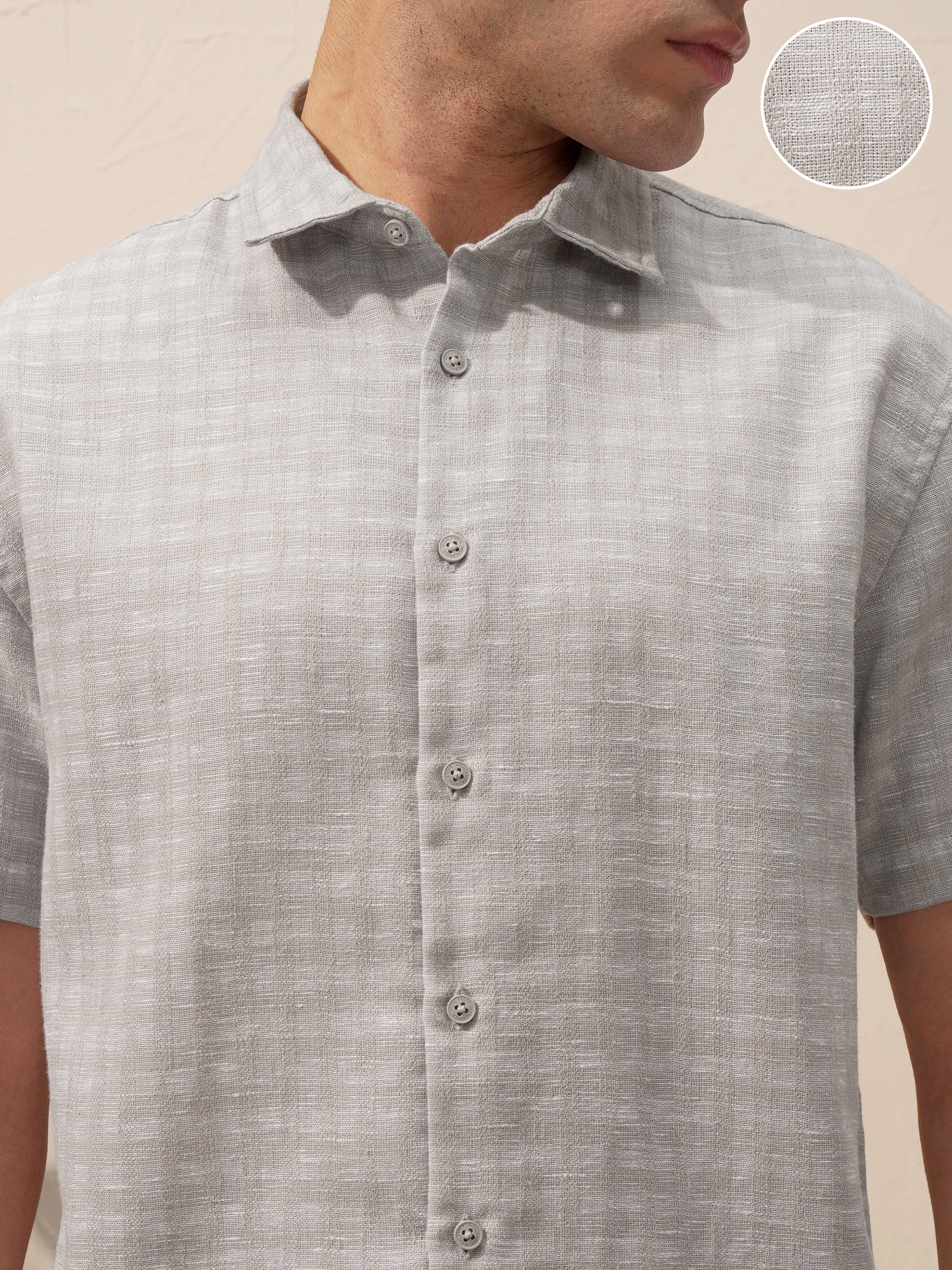 Highlander Men Grey Checked Relaxed Fit Casual Shirt - Grey - Image 5