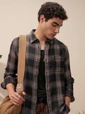 Highlander Men Navy Blue Checked Slim Fit Casual Shirt - Navy Blue - Image 1