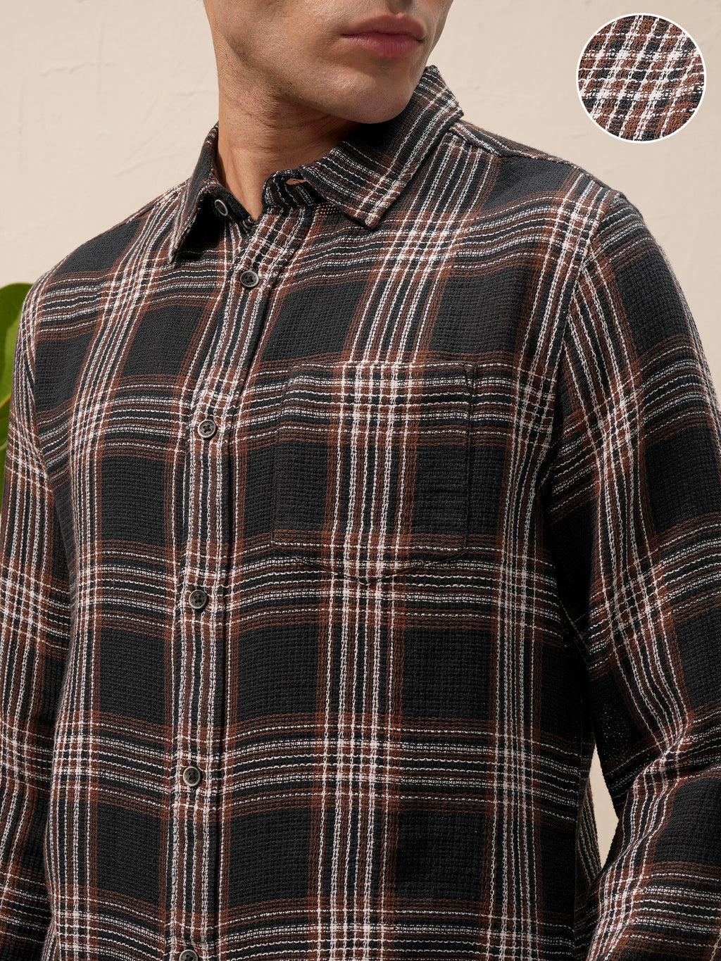 Highlander Men Navy Blue Checked Slim Fit Casual Shirt - Navy Blue - Image 5