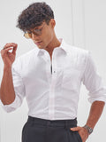 Highlander Men White Self Design Slim Fit Casual Shirt - White - Image 1