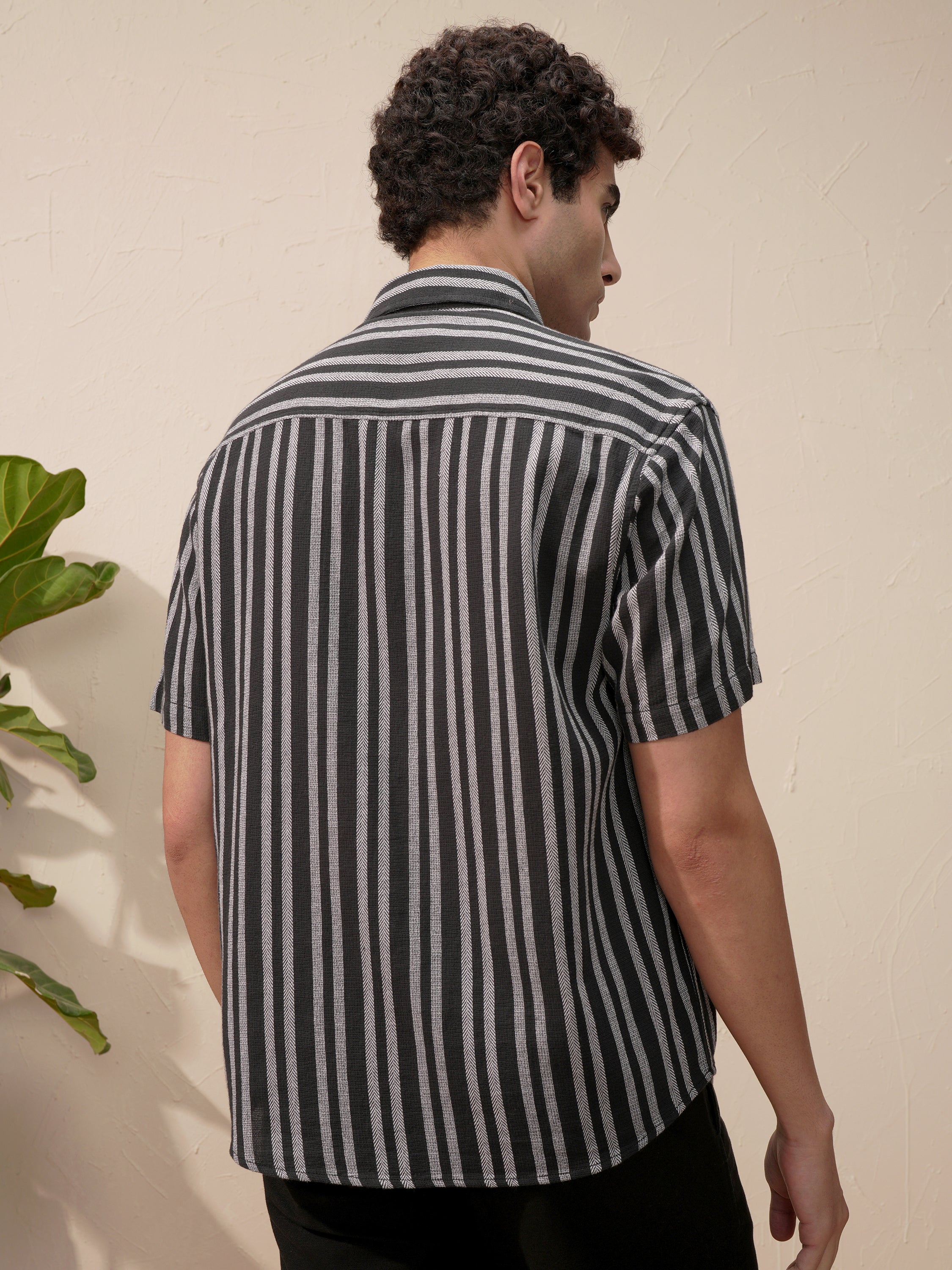 Highlander Men Black Striped Relaxed Fit Casual Shirt - Black - Image 3