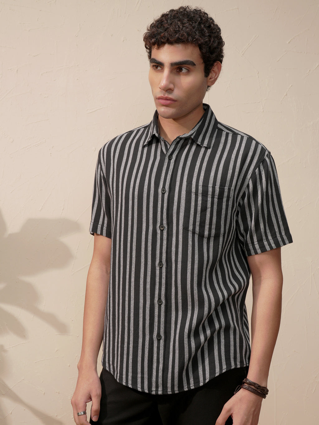 Highlander Men Black Striped Relaxed Fit Casual Shirt - Black - Image 4