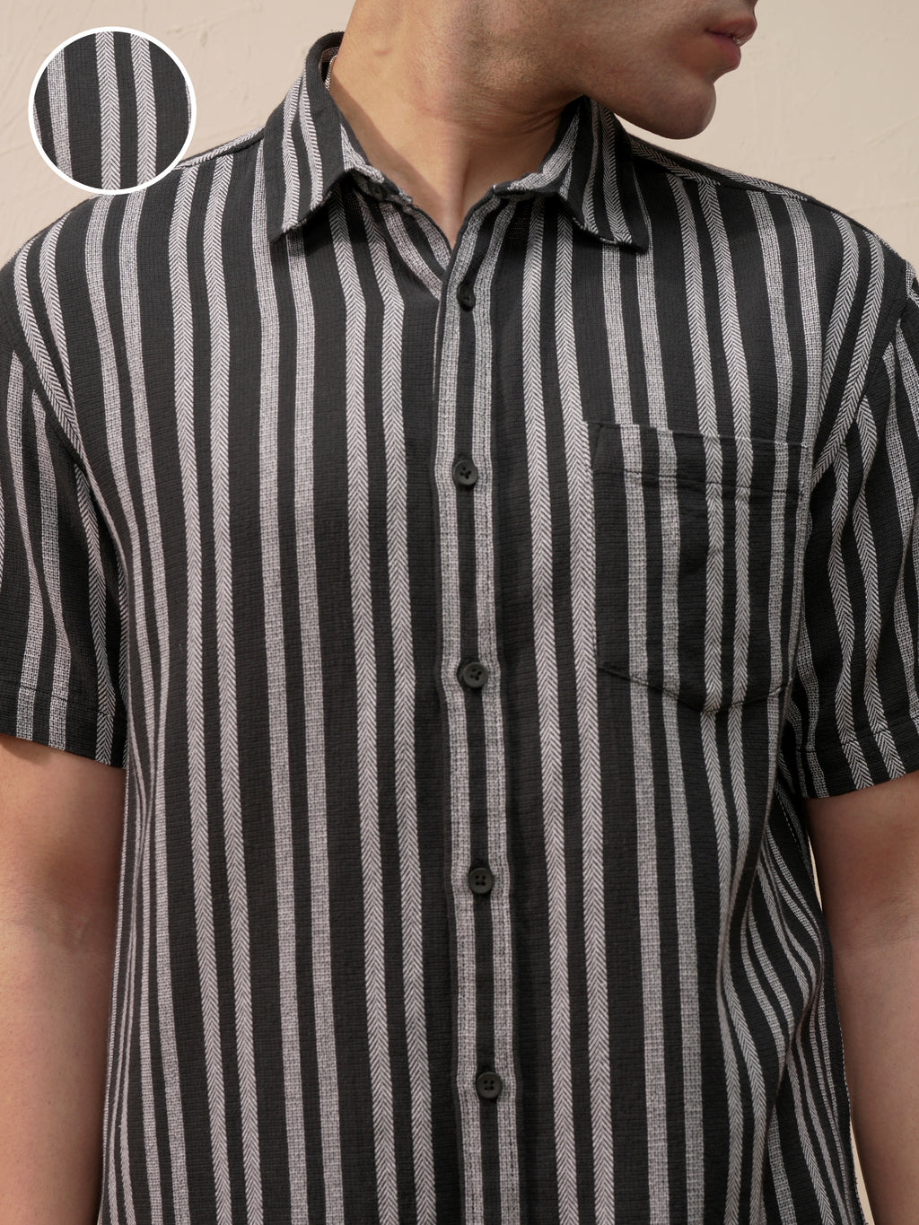 Highlander Men Black Striped Relaxed Fit Casual Shirt - Black - Image 5